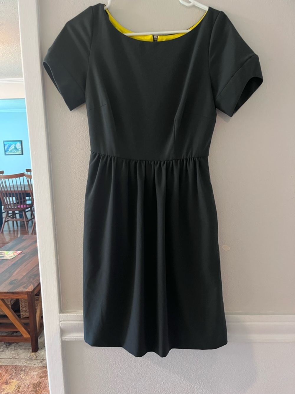 Marc New York Black Midi Dress with Yellow Trim